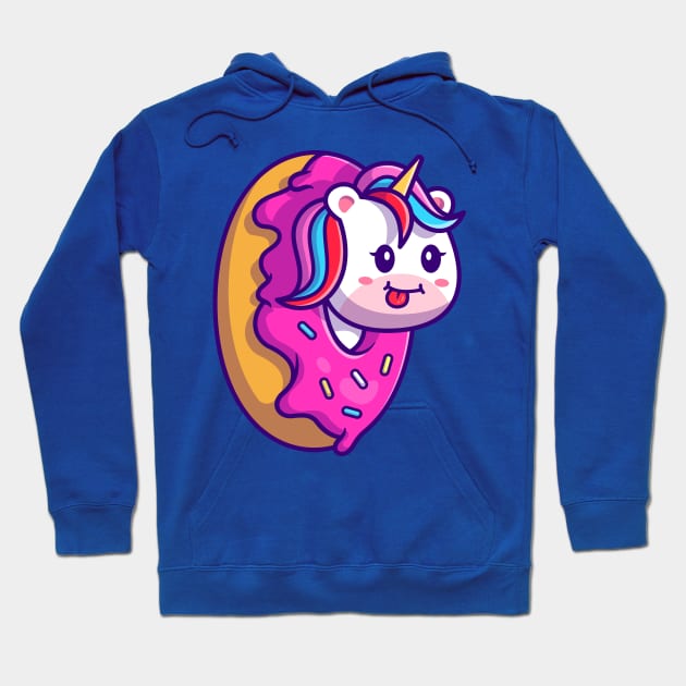 Cute Unicorn Doughnut Cartoon Hoodie by Catalyst Labs